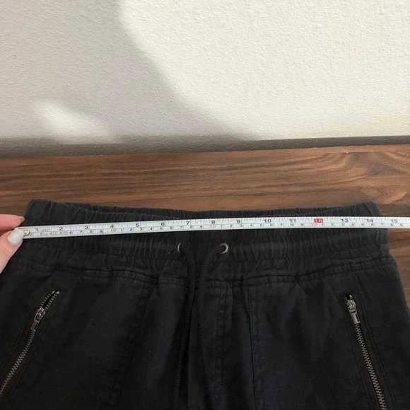 Athleta Black Cabo Linen Jogger Cargo Drawstring Pants Womens 6 Petite - Picture 3 of 5